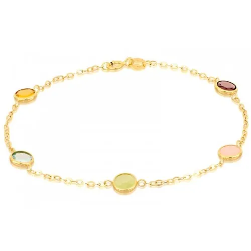BRACCIALE DA DONNA IN ORO GIALLO 18 KT CON ZIRCONI MULTICOLORE ROTONDI