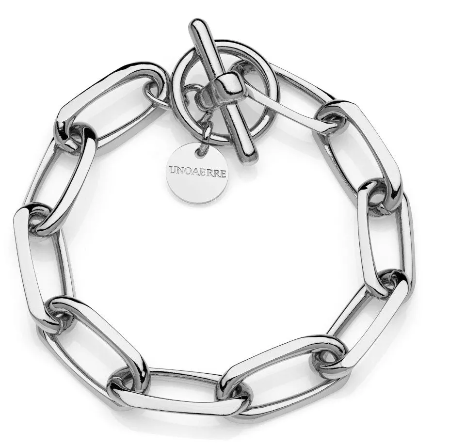 Bracciale in bronzo argentato catena forzatina - 2028