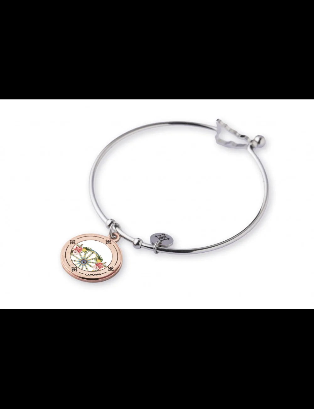 BRACCIALE RIGIDO CAMURRÌA A ROSA ACCIAIO CON CHARM - CJ.BR22S.2