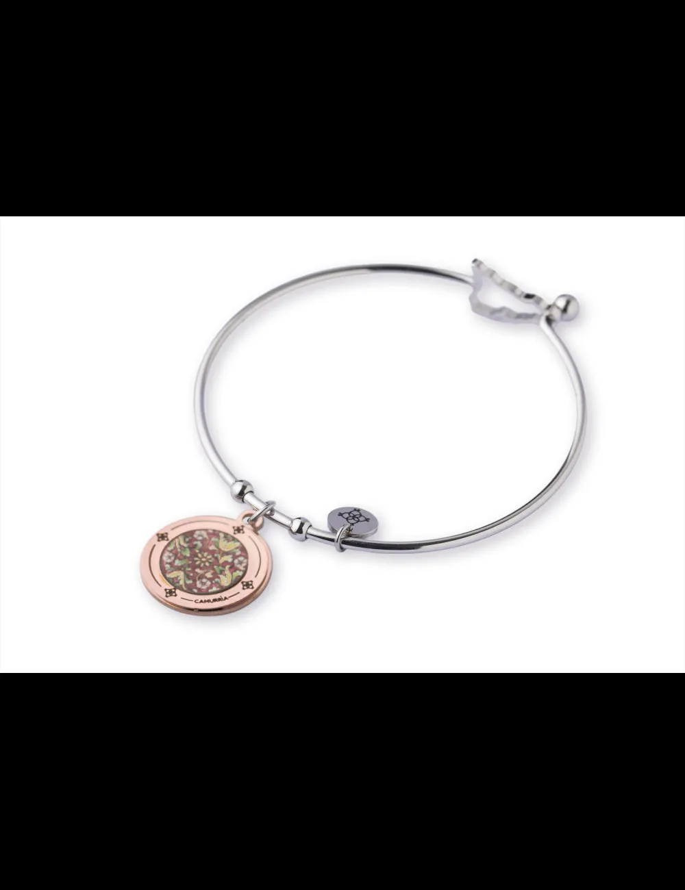 BRACCIALE RIGIDO CAMURRÌA I MAIOLICHE CIURI CIURI ACCIAIO CON CHARM SICILIA - CJ.BR09S.2