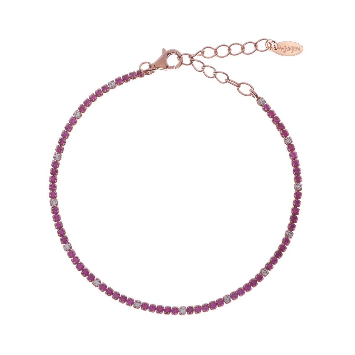 Bracciale Tennis Mania Rosè con Zirconi Fucsia e Bianchi