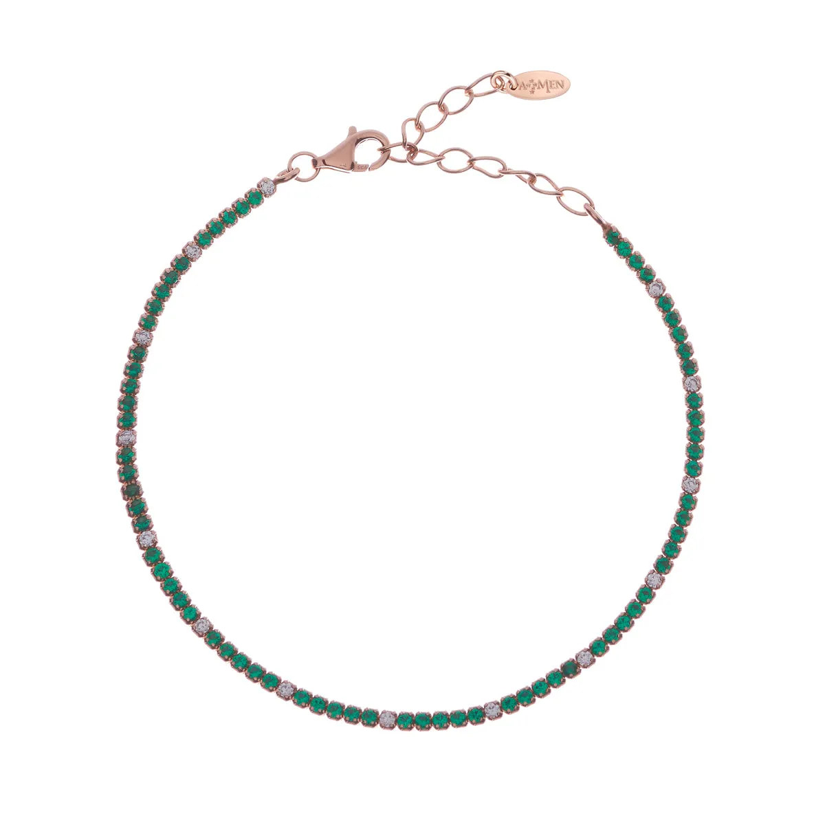 Bracciale Tennis Mania Rosè con Zirconi Verdi e Bianchi