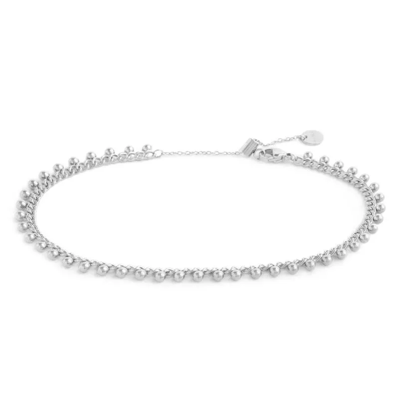 Cavigliera catena grumetta con sfere pendenti