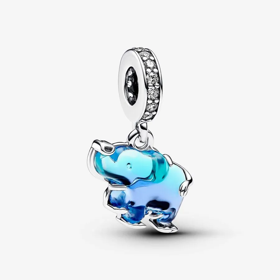 Charm Pendente Elefante Vetro di Murano Blu - 793339C01