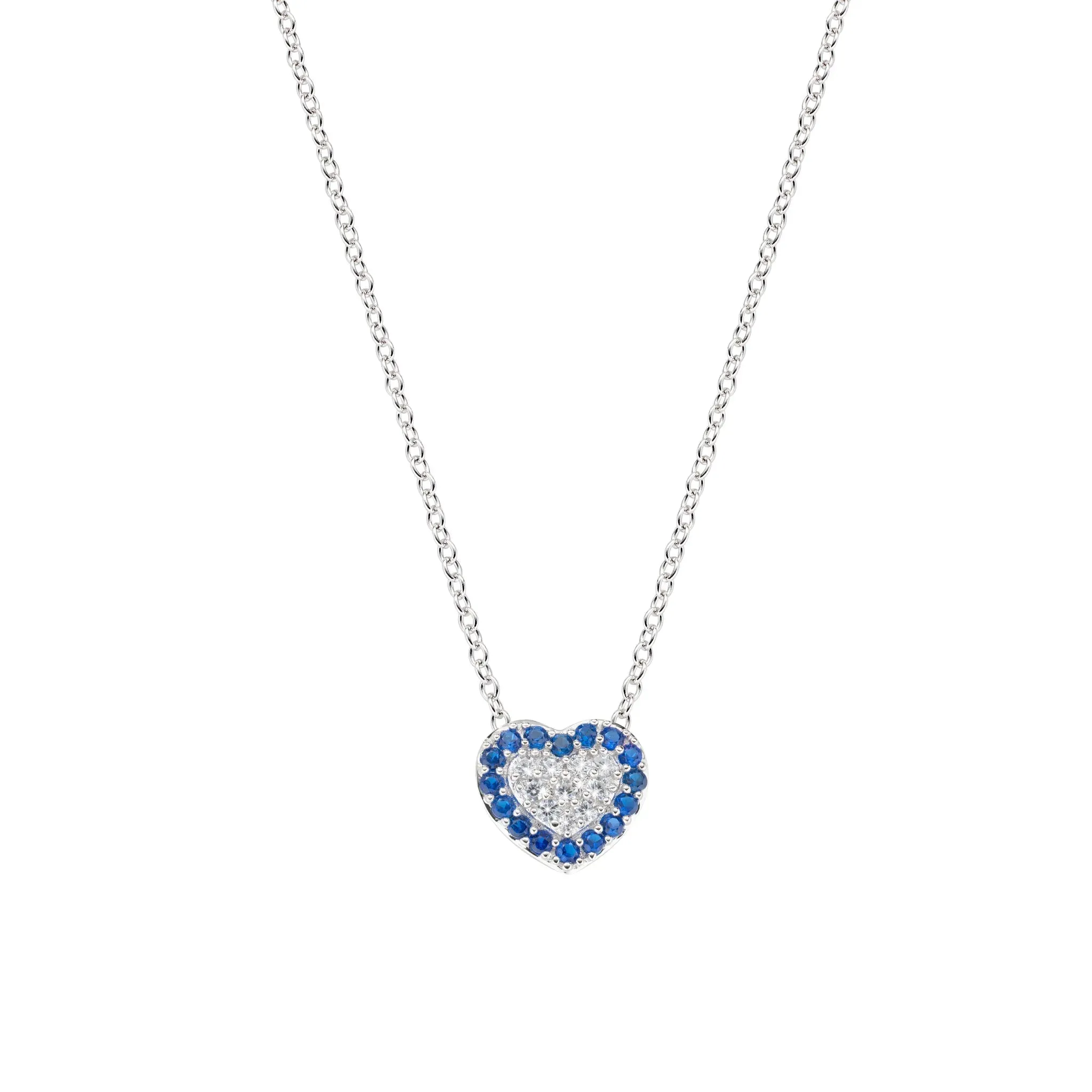 Collana Cuore Zirconi Bianchi e Blu - CLPHBBBL