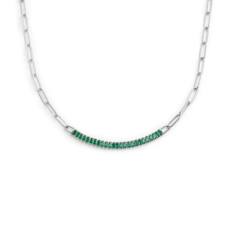 Collana tennis centrale cristalli baguette