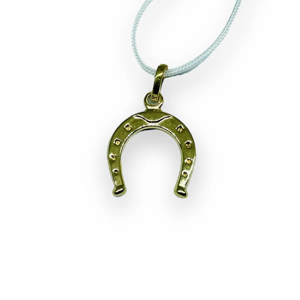 Ciondolo a catena con ferro di cavallo in Oro Giallo 375 9KT