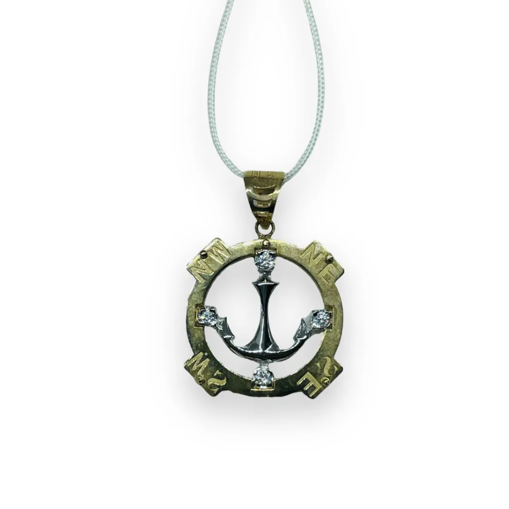 Ciondolo con punti cardinali e ancora in Oro 375 9KT