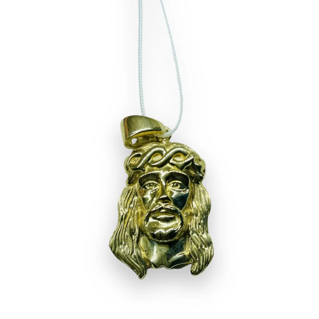 Ciondolo con testa di Cristo Gesù Oro Giallo 375 9KT