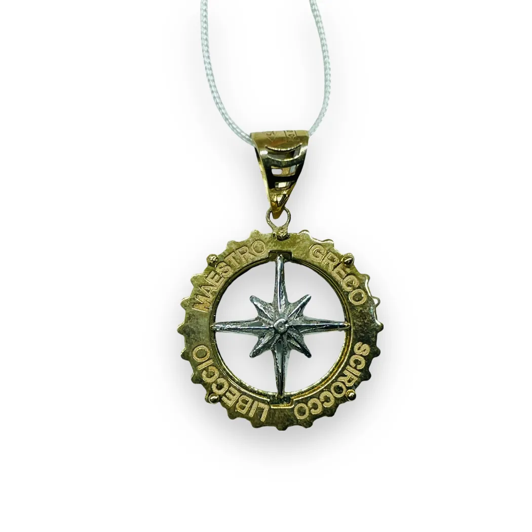 Ciondolo con rosa dei venti Oro Giallo 375 9KT