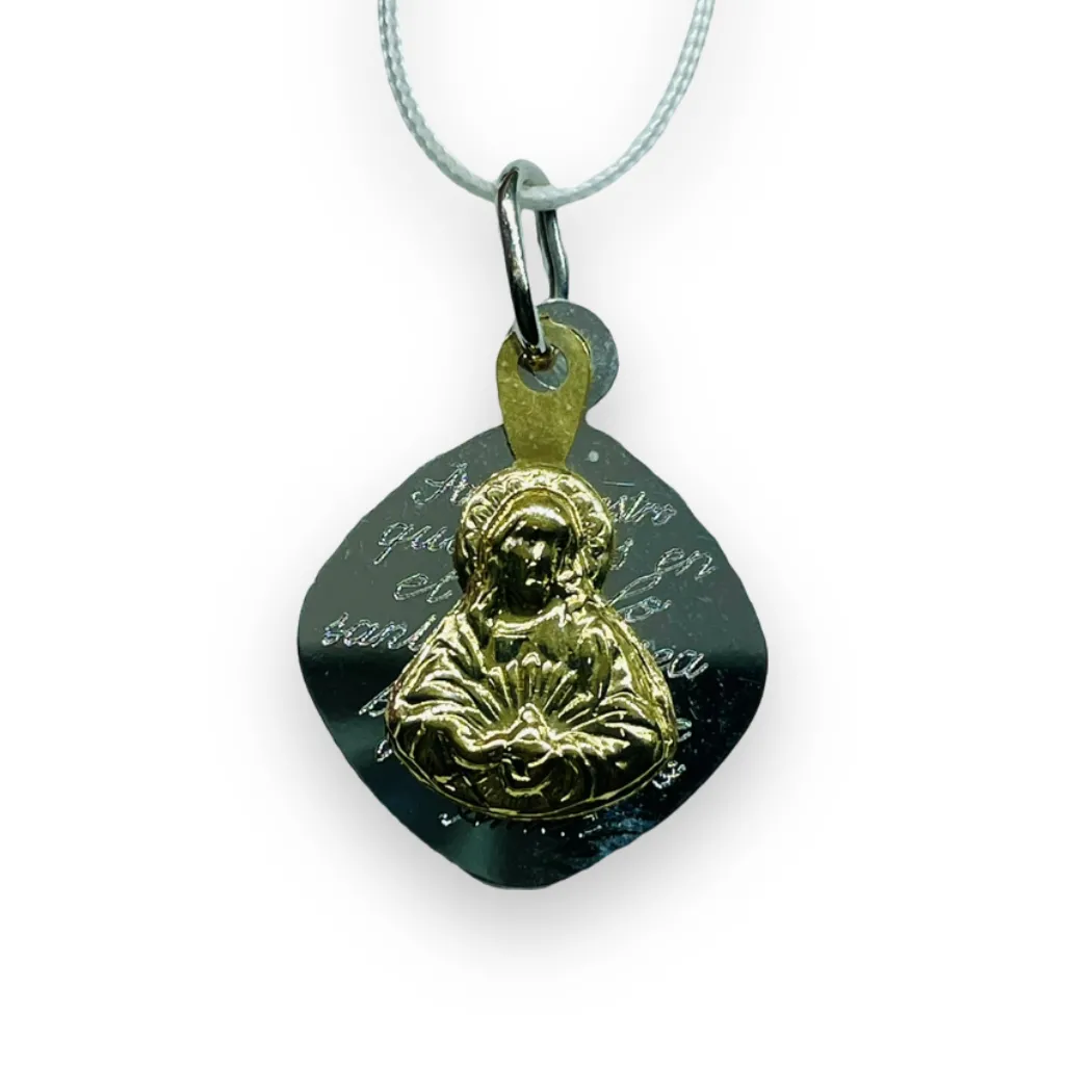 Ciondolo con sagoma Cristo e Plettro in Oro giallo e bianco 375 9KT