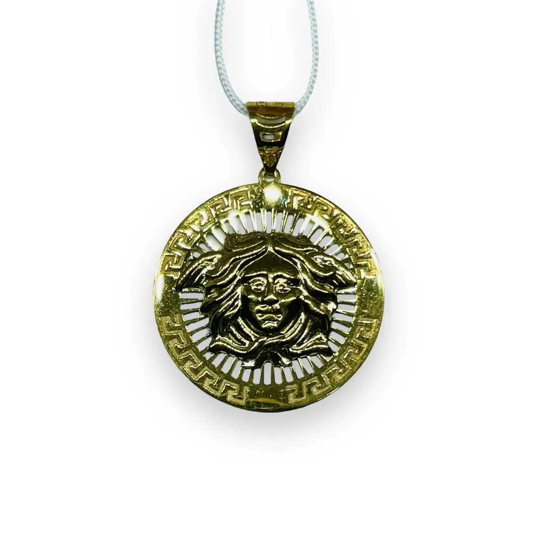 Ciondolo circolare con Medusa in Oro Giallo 375 9KT