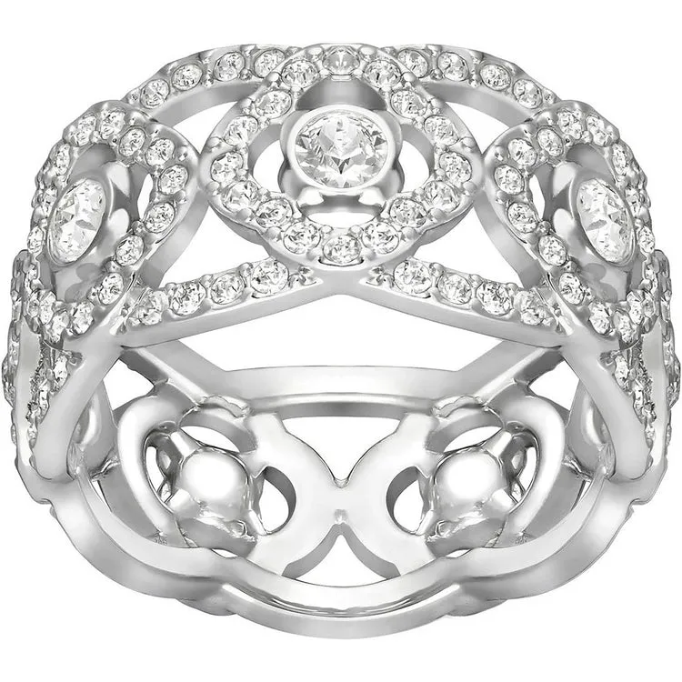 ANELLO SWAROVSKI DAYLIGHT TAGLIO ROUND, BIANCO, PLACCATO RODIO - MISURA 55 - 5153403