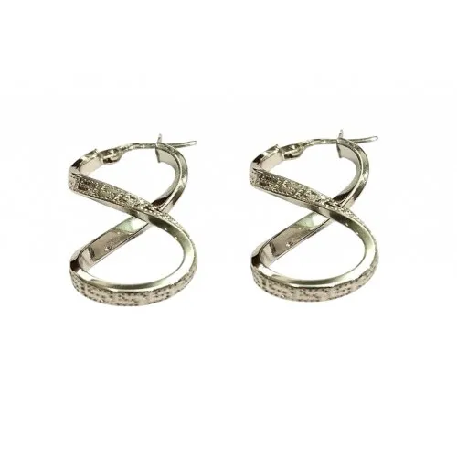 ORECCHINI CERCHI INFINITO IN ORO BIANCO 18 KT CON GRECA