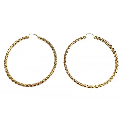 ORECCHINI CERCHI TORCHON IN ORO GIALLO 18 KT GRANDI