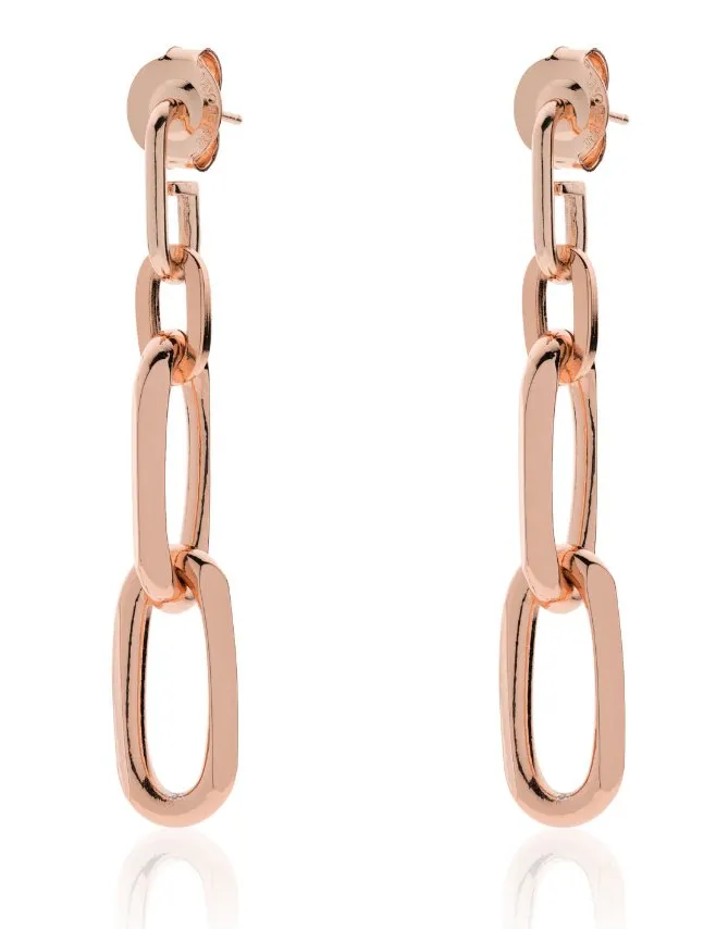 Orecchini in bronzo dorato rosa catena forzatina - 2027