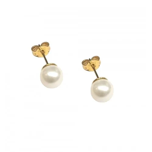 ORECCHINI IN ORO GIALLO 18 KT CON PERLE 6,5 MM