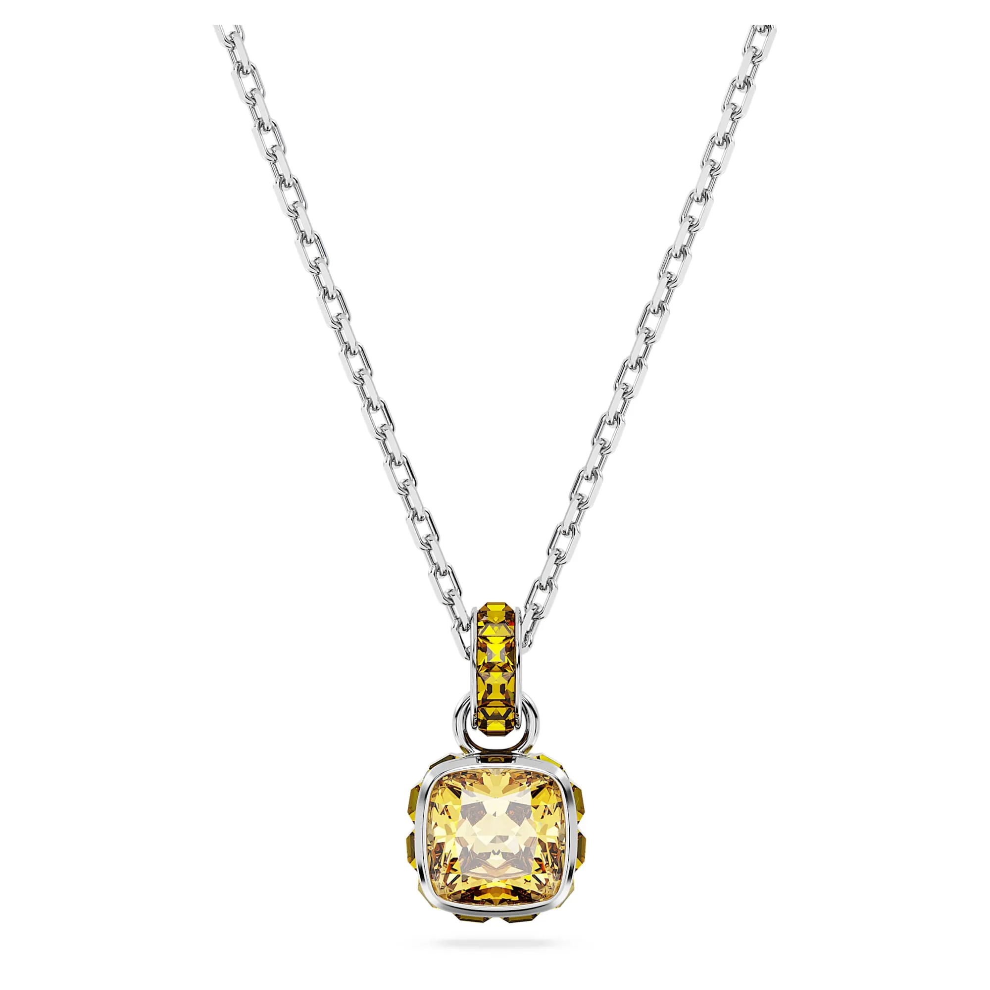 COLLANA SWAROVSKI BIRTHSTONE PENDENTE TAGLIO SQUADRATO, NOVEMBRE, GIALLO, PLACCATO RODIO - 5651792