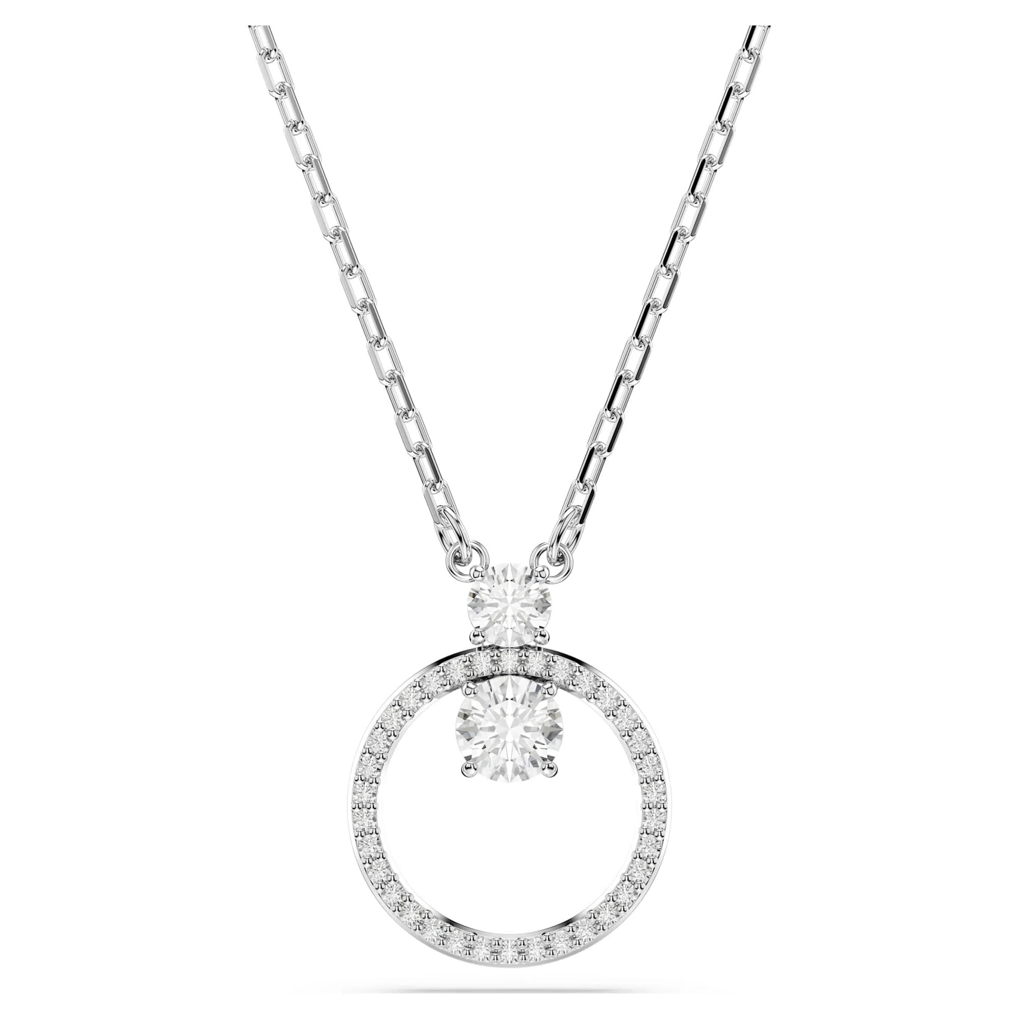 COLLANA SWAROVSKI PENDENTE CONSTELLA PAVÉ, TAGLIO ROUND, BIANCO, PLACCATO RODIO - 5692261