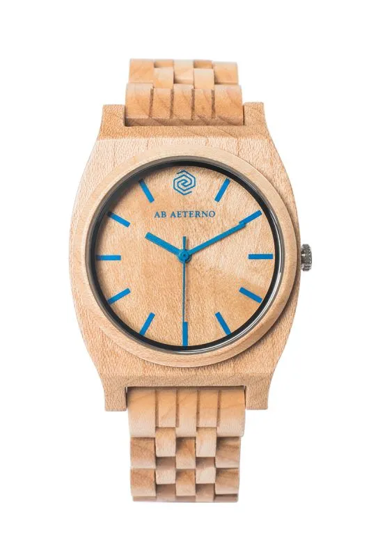 Ab Aeterno / Horizon / Route Blue / orologio unisex / quadrante acero / cassa e bracciale legno
